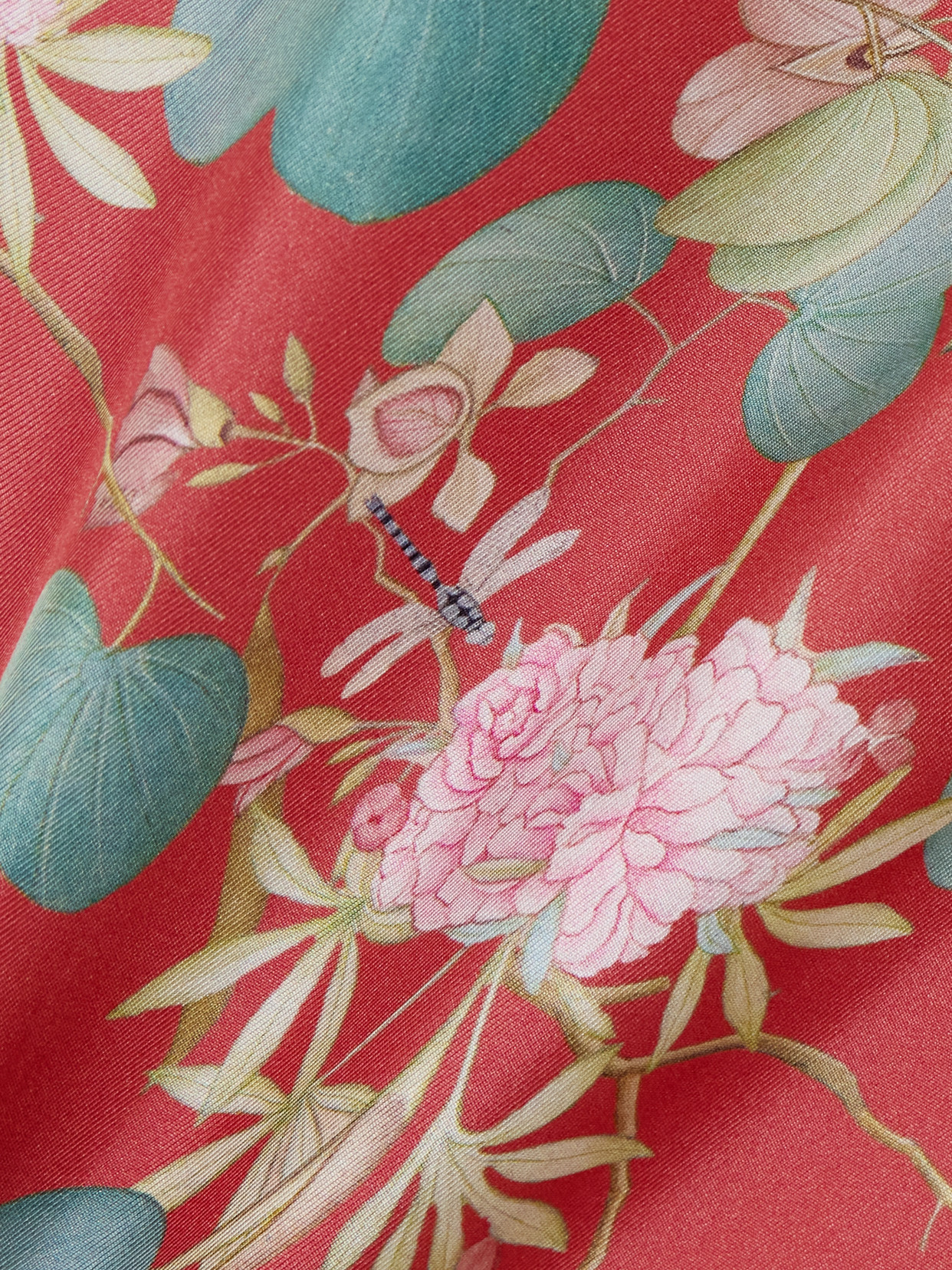 Laurelle Dragonfly Floral-Print Silk-Twill Maxi