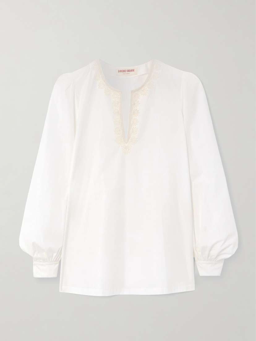 Emporio Sirenuse Vera Embroidered Cotton-blend Shirt