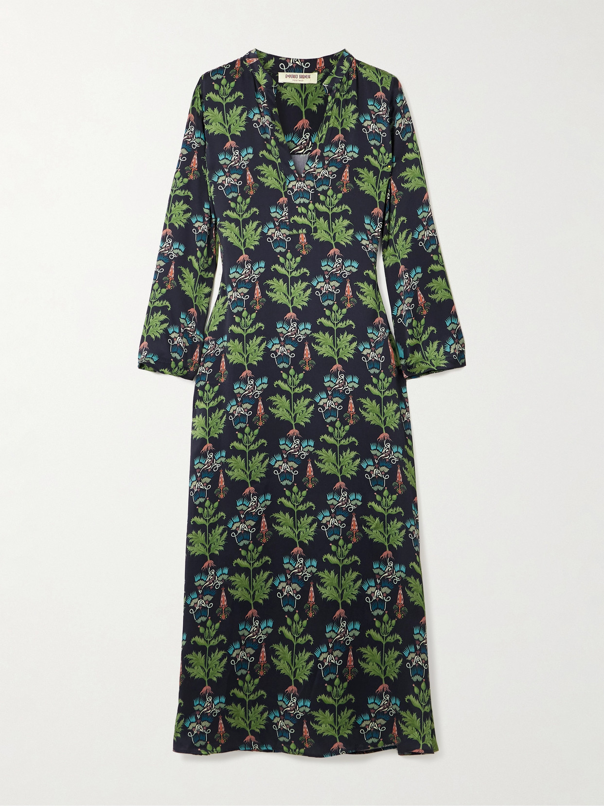 Emporio Sirenuse Silk-satin Kaftan In Blue