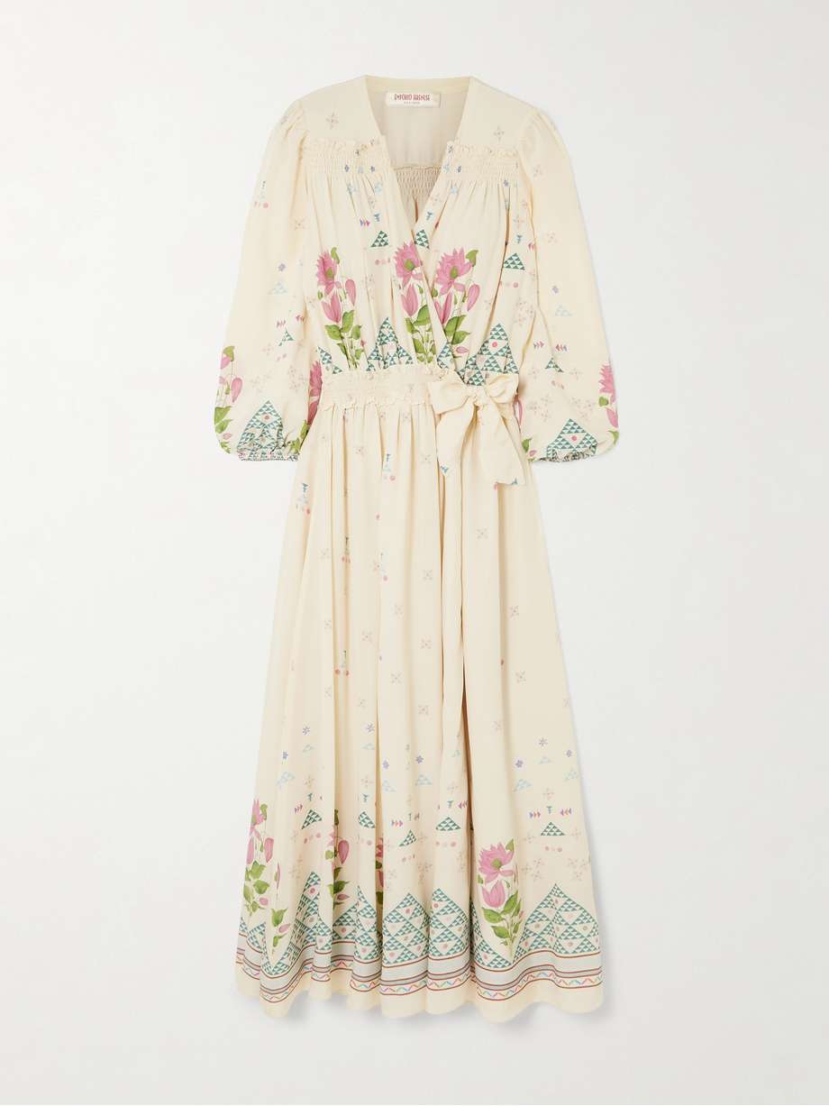 lavinia belted floral-print silk crepe de chine wrap maxi dress