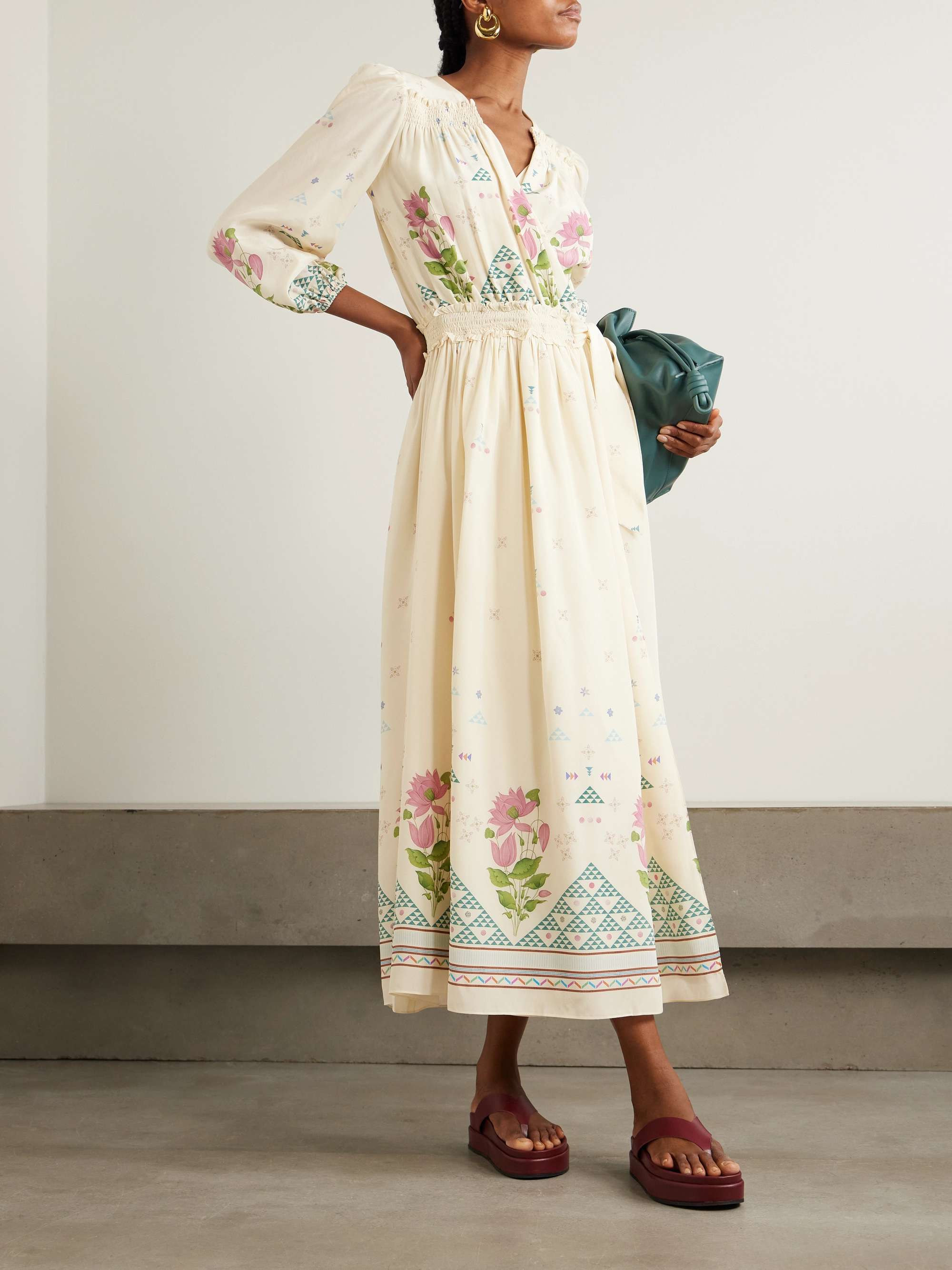 EMPORIO SIRENUSE Lavinia belted floral-print silk crepe de