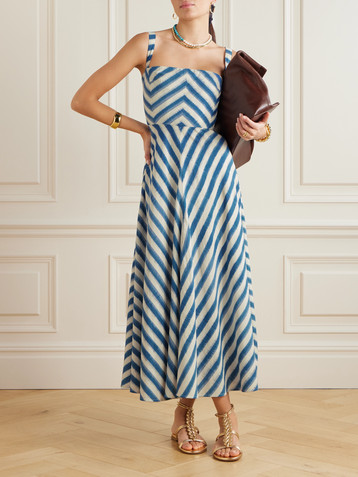 Emporio Sirenuse Margherita striped cotton midi dress