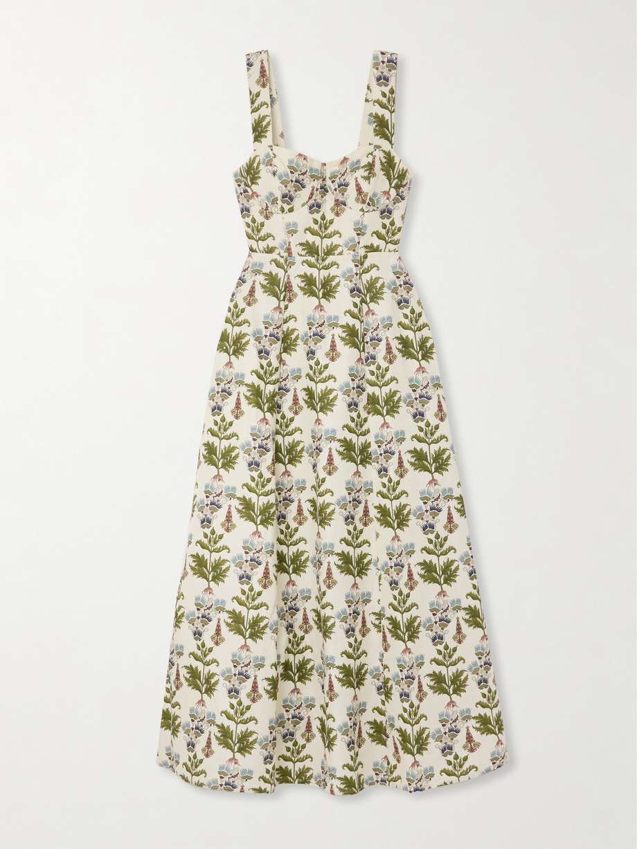 azzurra printed linen and cotton-blend maxi dress
