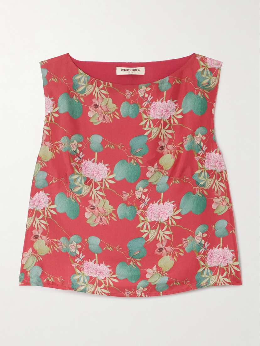 Emporio Sirenuse Tische Dragonfly Printed Silk-twill Top
