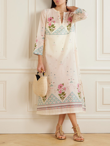 Emporio Sirenuse Giada printed cotton-voile kaftan