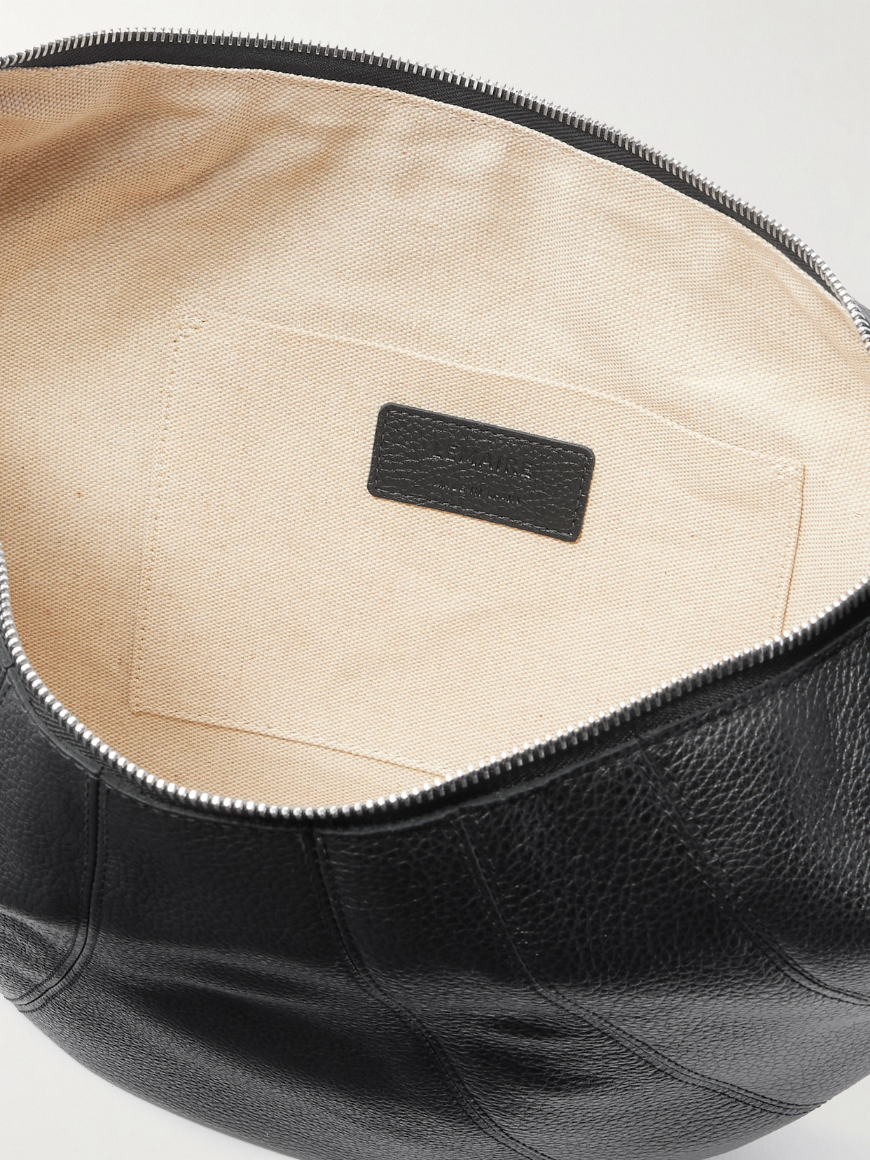 Lemaire Fortune Croissant Paneled Textured-leather Shoulder Bag In Black