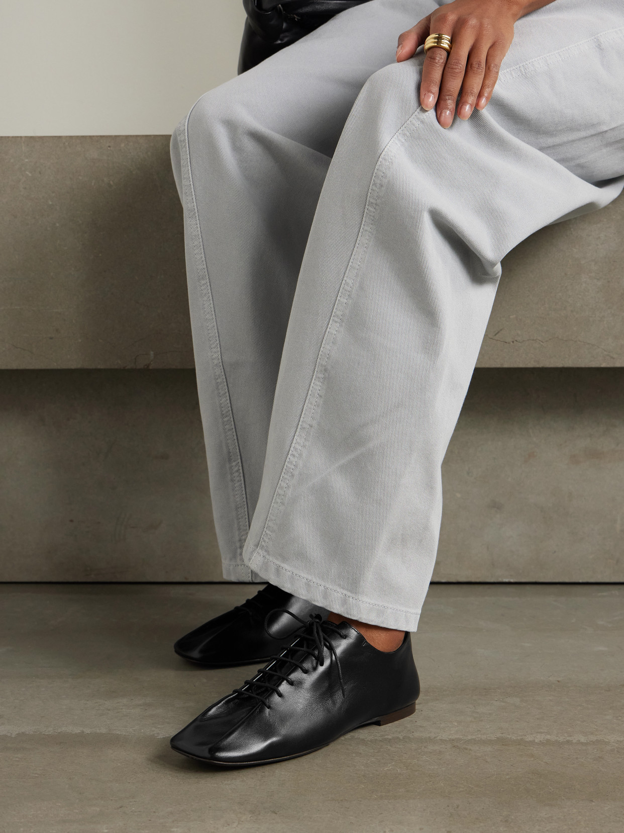 Lemaire Square-toe Lace-up Shoes In Black