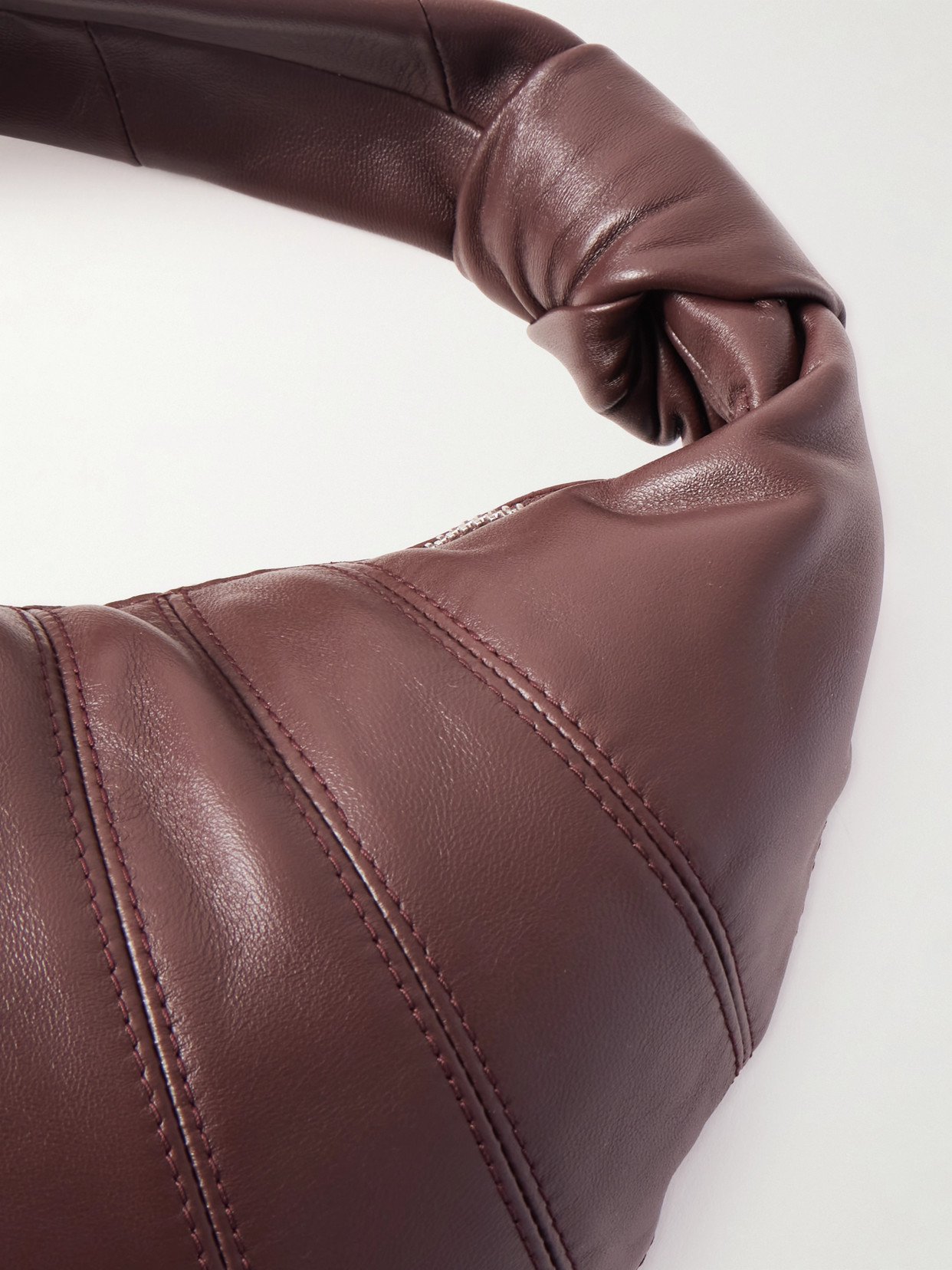 Lemaire Mini Fortune Croissant Paneled Leather Shoulder Bag In Brown