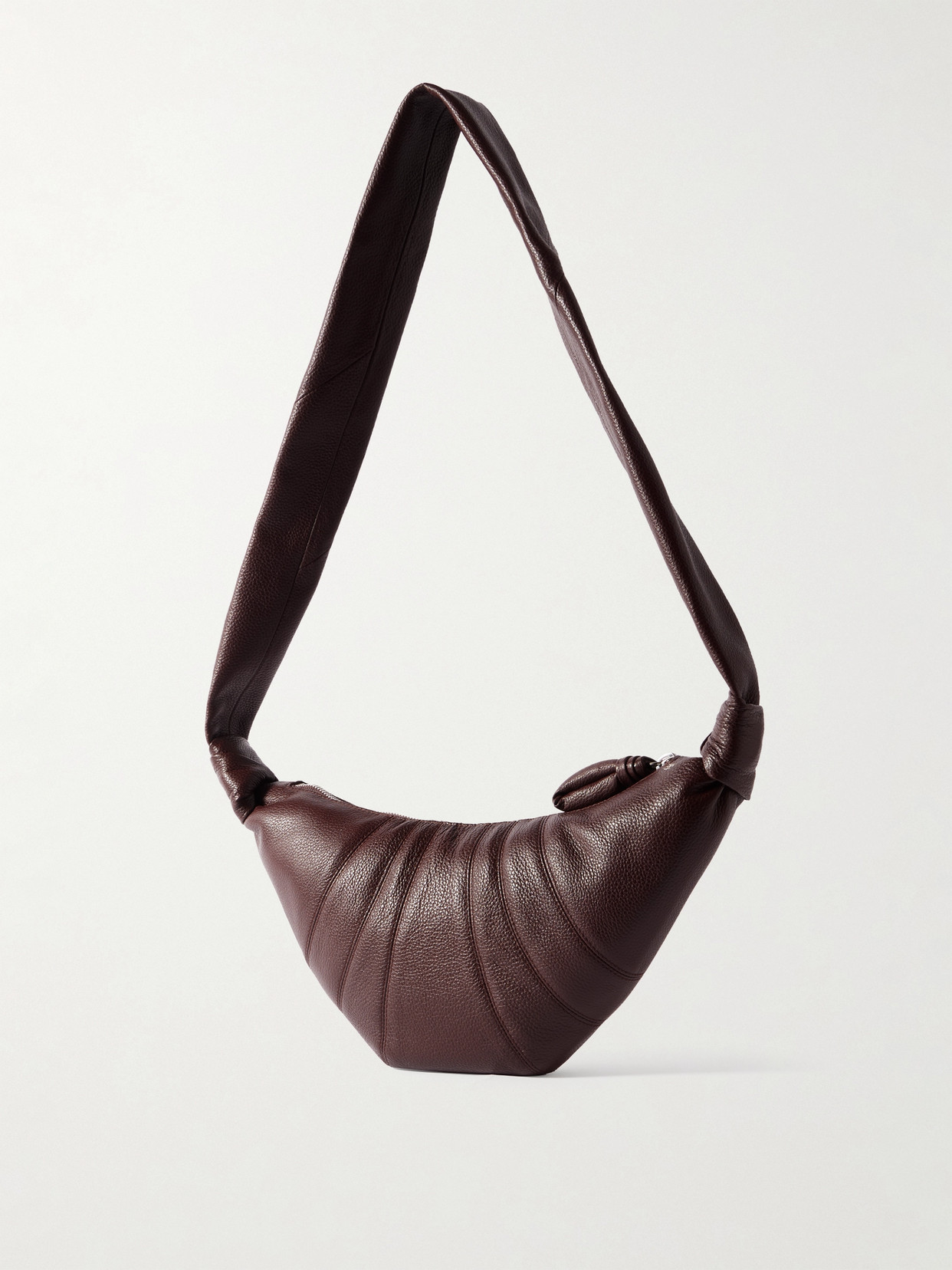Lemaire Croissant Small Paneled Textured-leather Shoulder Bag In Brown