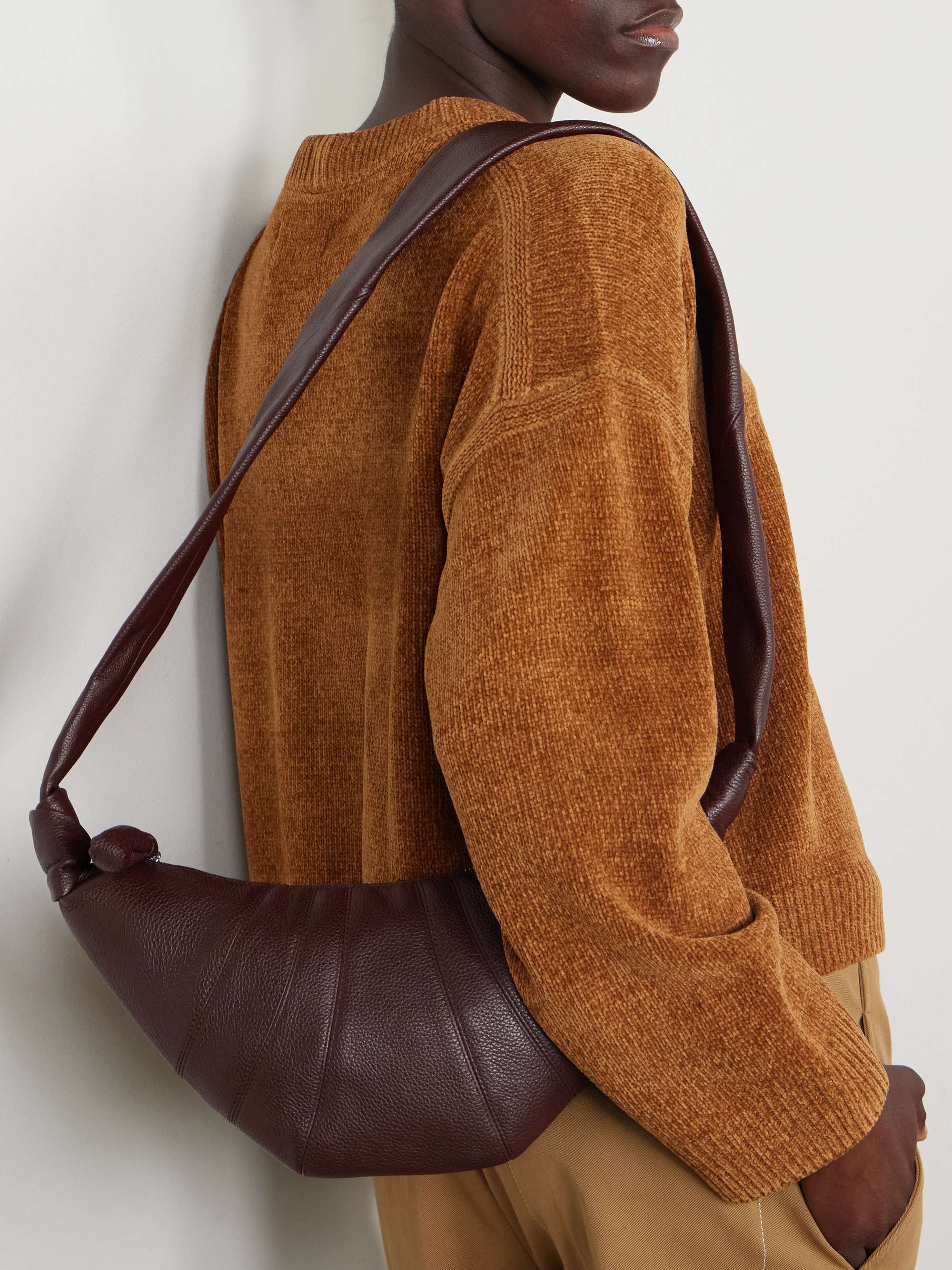 LEMAIRE Croissant small paneled textured-leather shoulder