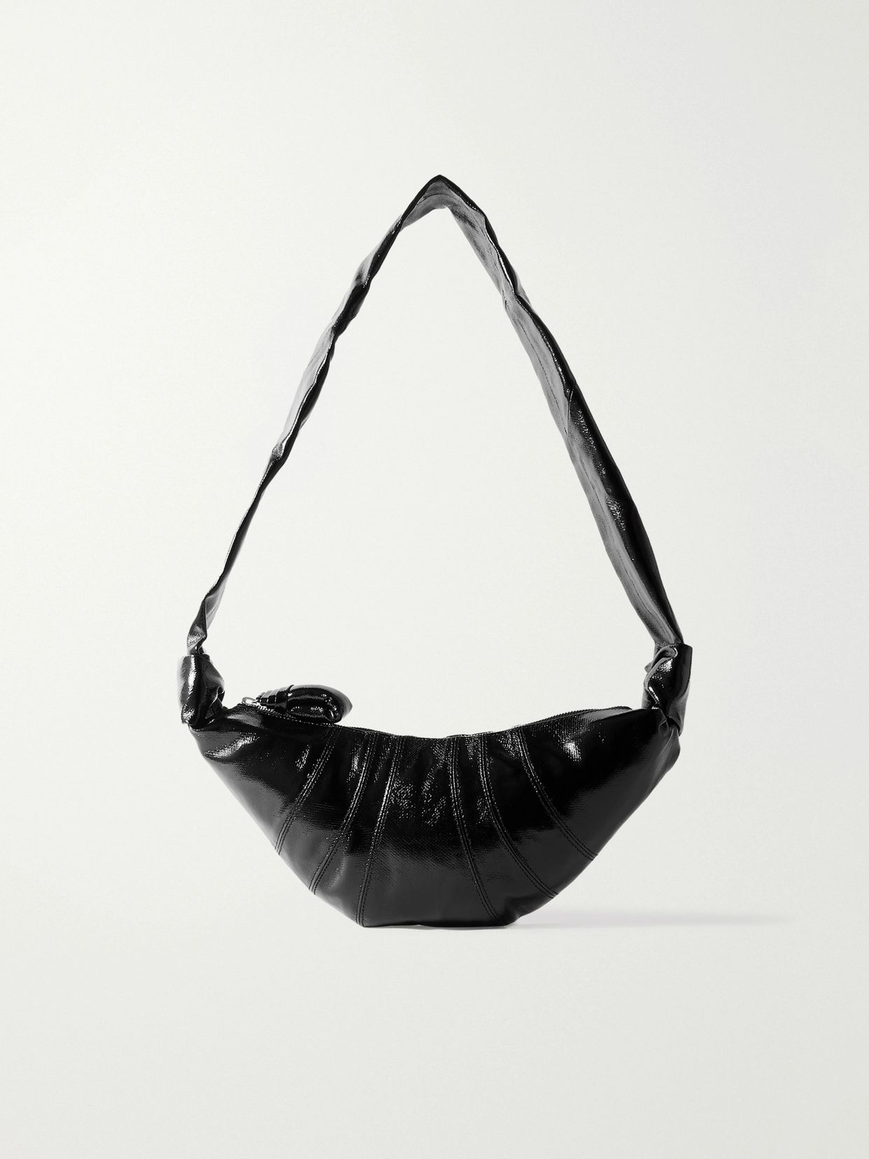 Croissant small paneled coated-canvas shoulder bag