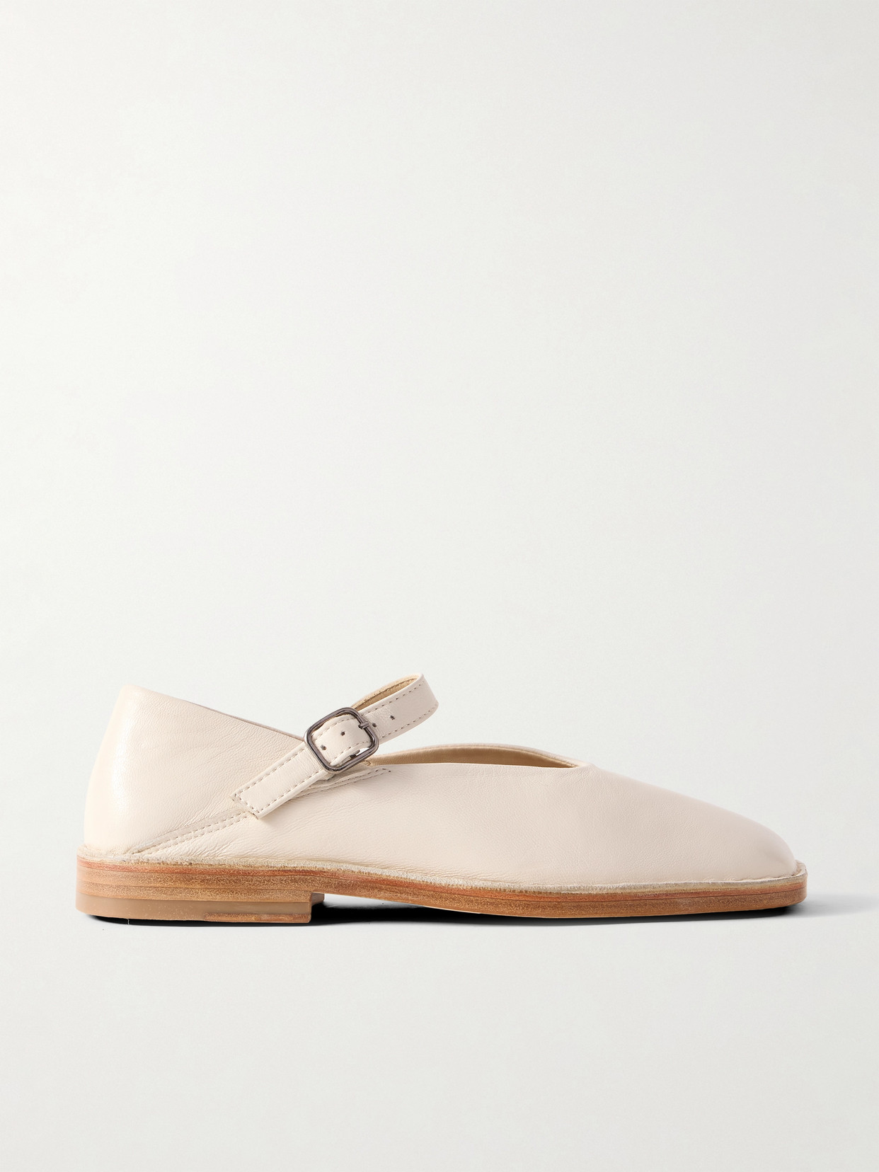 Lemaire Leather Ballet Flats In White
