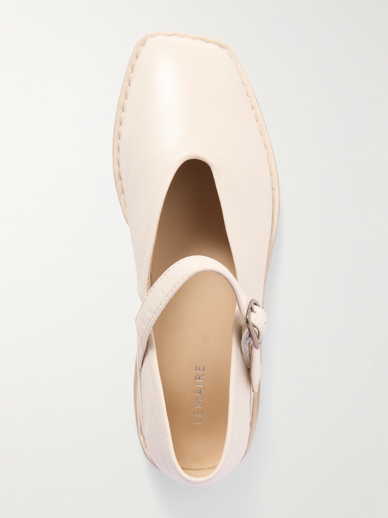 Lemaire Leather Ballet Flats In White