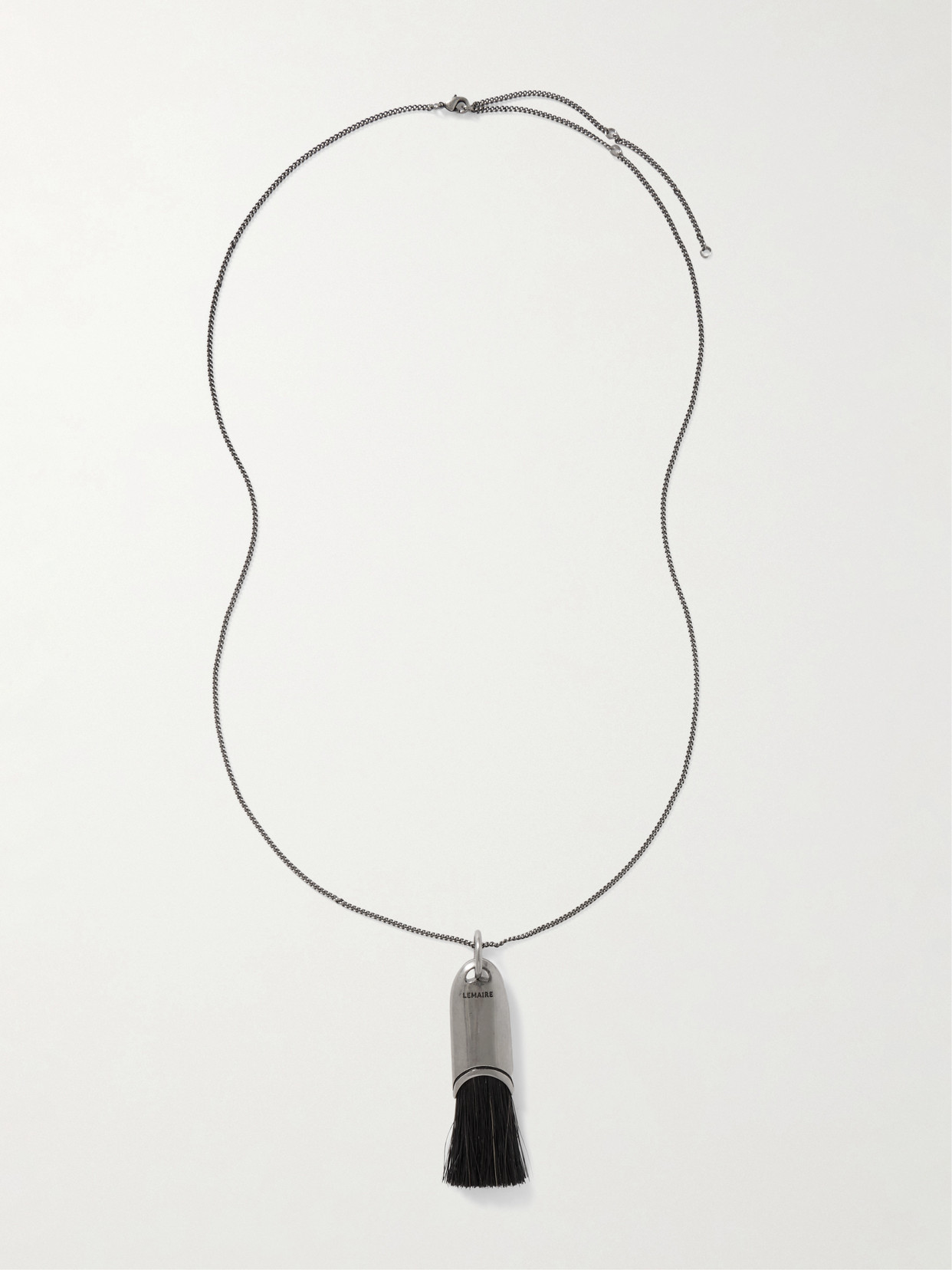 Lemaire Personal Brush Silver-tone And Horse Hair Necklace In Black