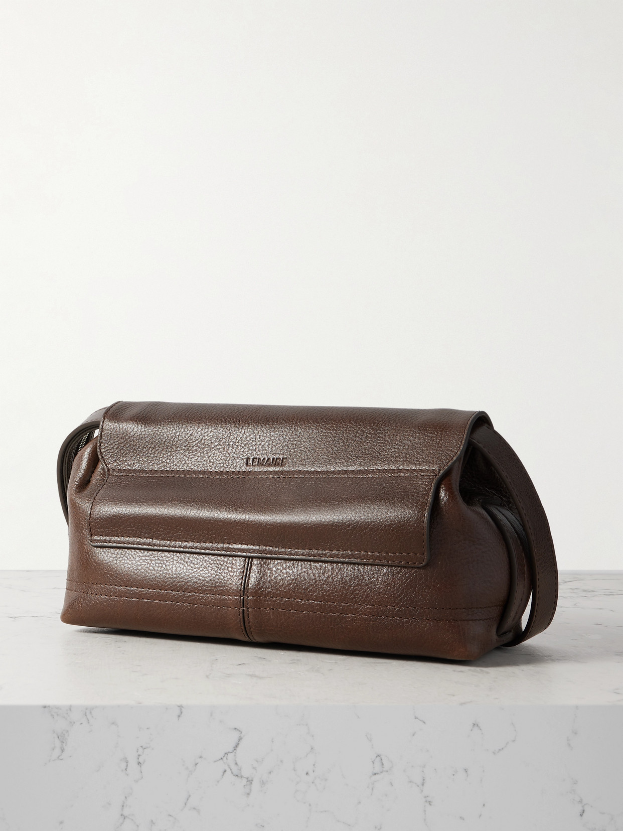 Lemaire Small Gear Textured-leather Shoulder Bag In Brown