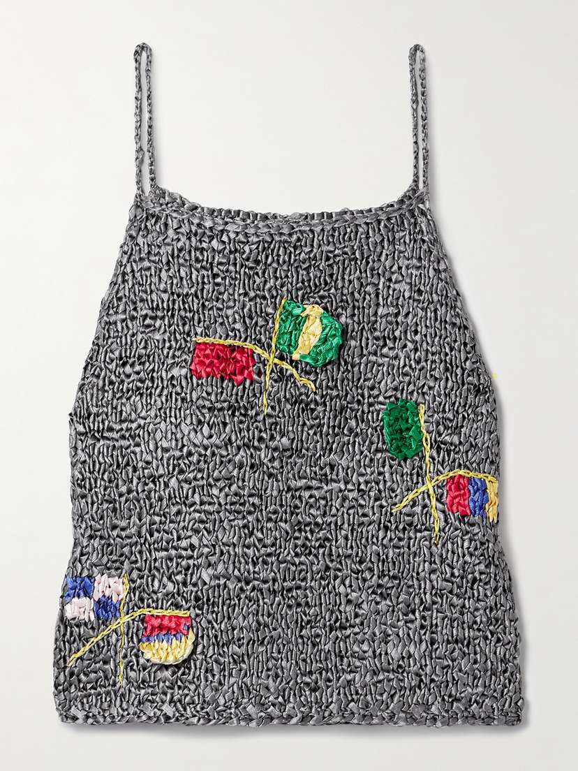 BODE Promenade Crocheted Satin Tank