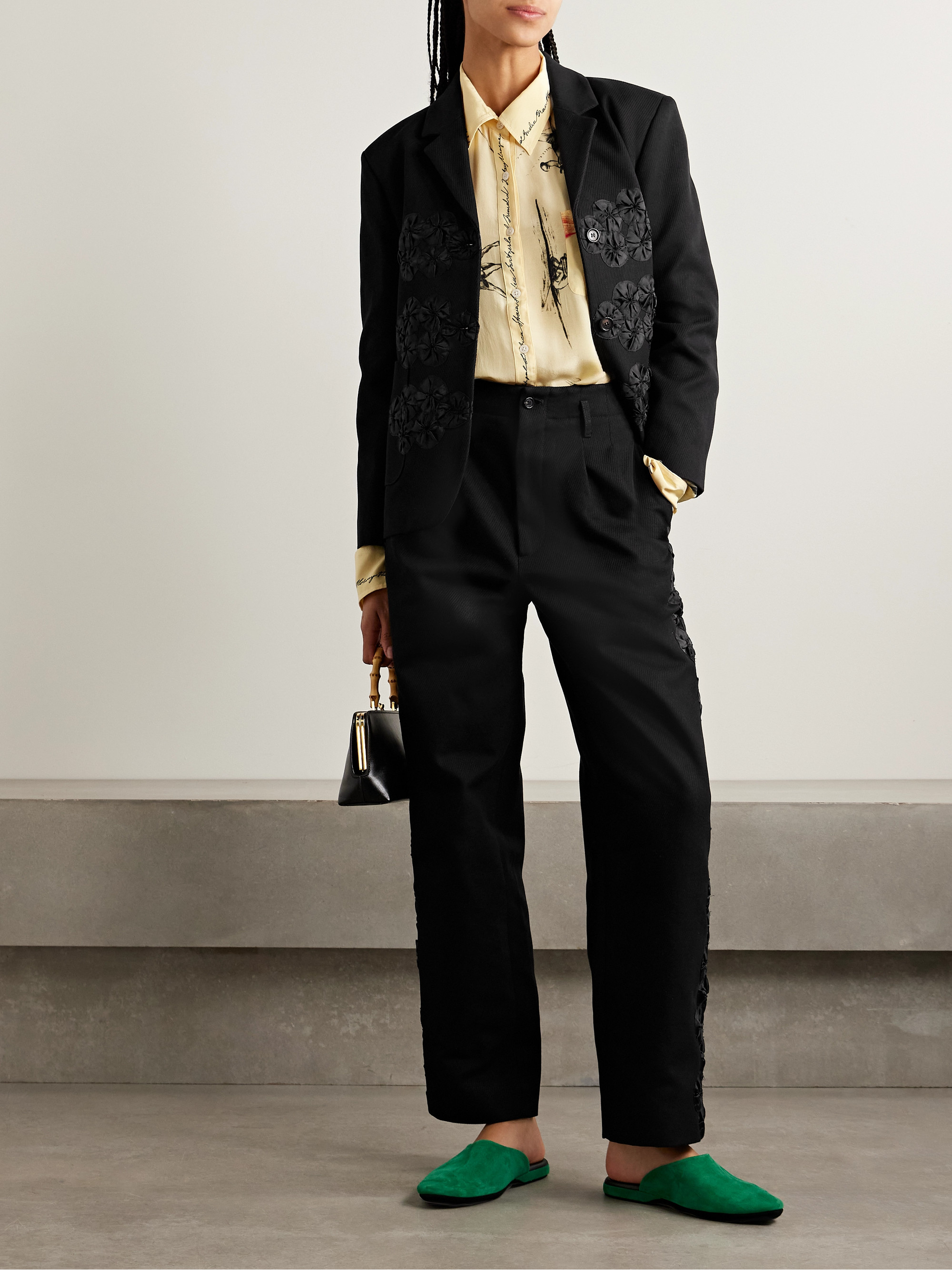 Bode Ribbon Garland grosgrain-trimmed cotton-twill jacket