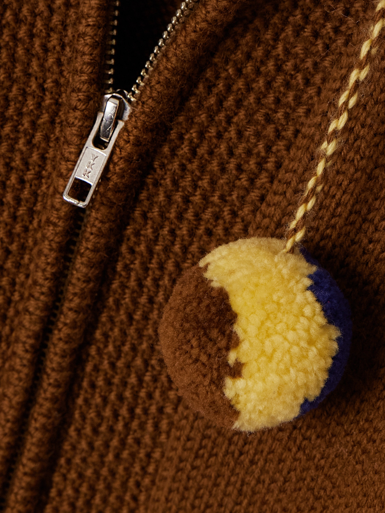Shop Bode Marion Pompom-detailed Wool Cardigan In Brown