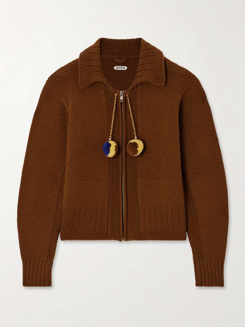 BODE Marion Pompom-detailed Wool Cardigan