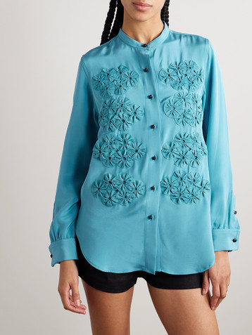 Bode Silas appliquéd silk shirt
