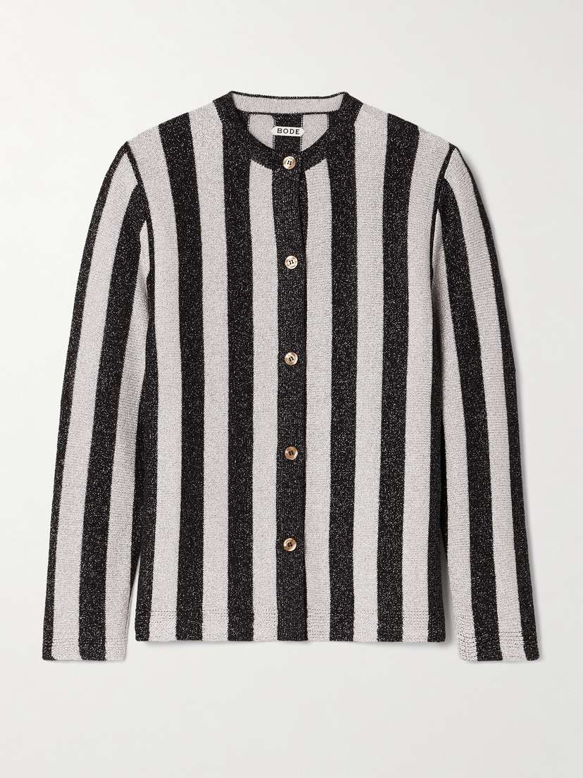 BODE Grandstand Metallic Striped Knitted Cardigan