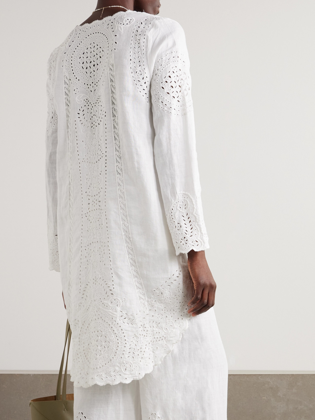 Bode Belvoir Broderie Anglaise Linen Top In White