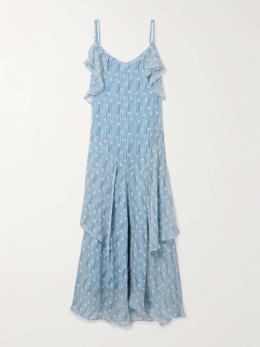 BODE Meridian Ruffled Printed Silk-crepon Maxi Dress