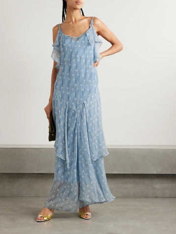Bode Meridian ruffled printed silk-crepon maxi dress