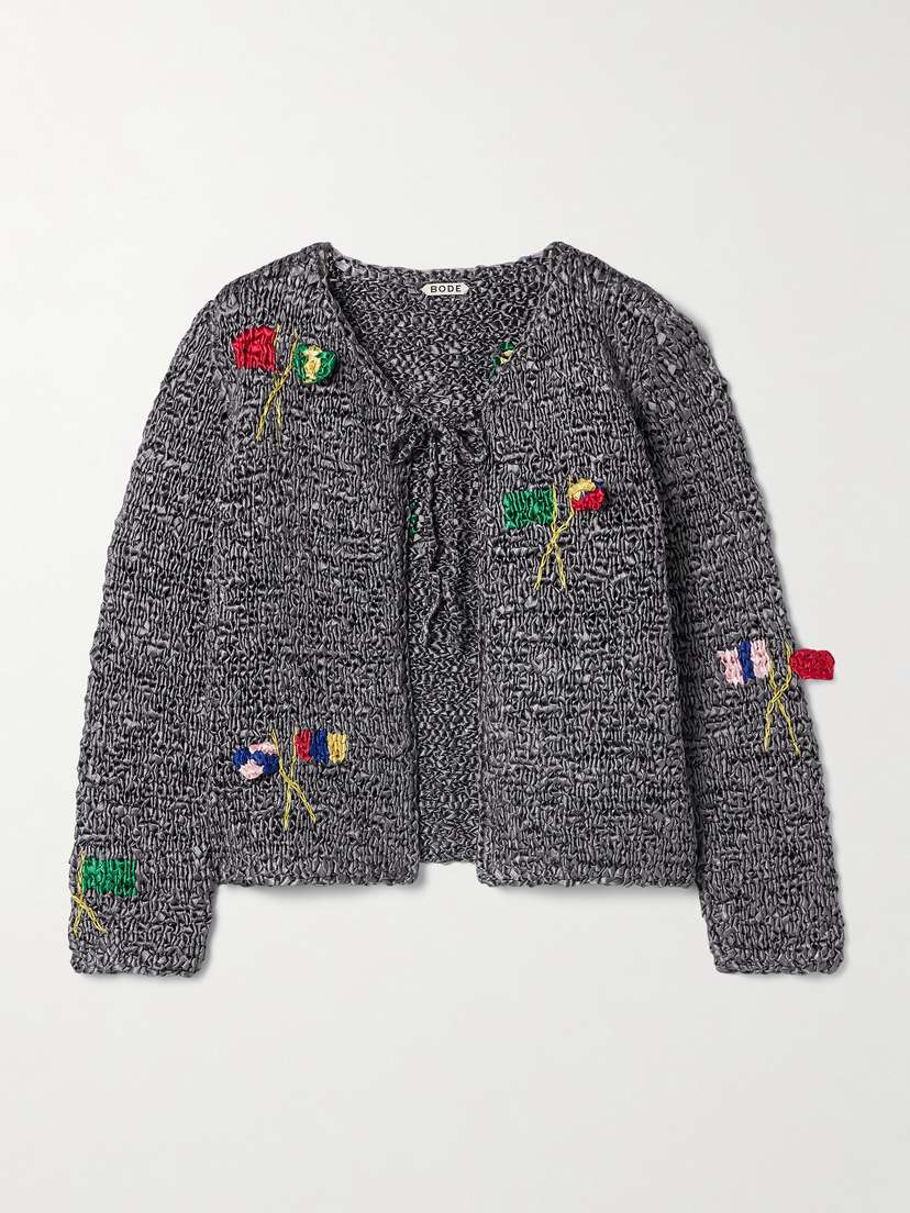 BODE Promenade Crocheted Satin Cardigan