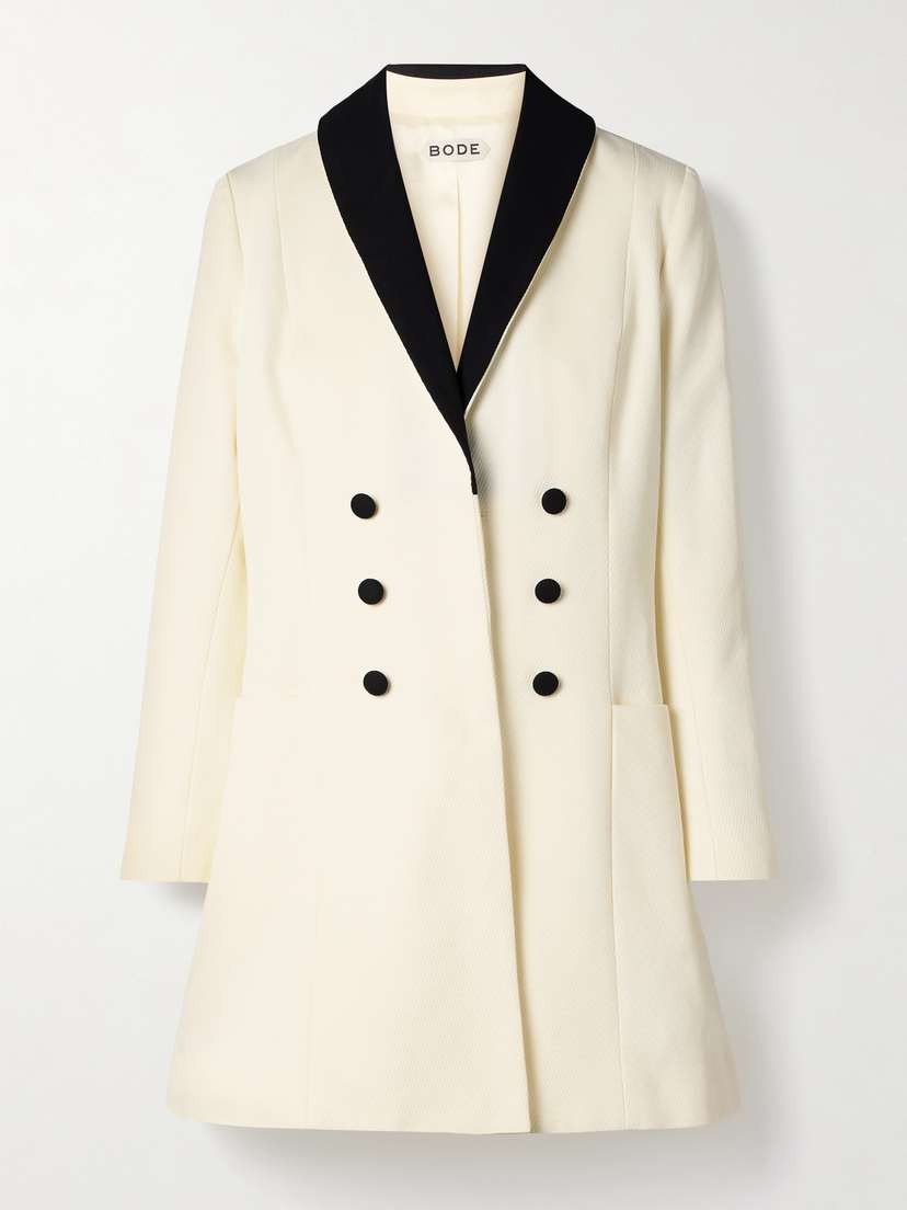 BODE Seymour Two-tone Cotton-twill Mini Dress