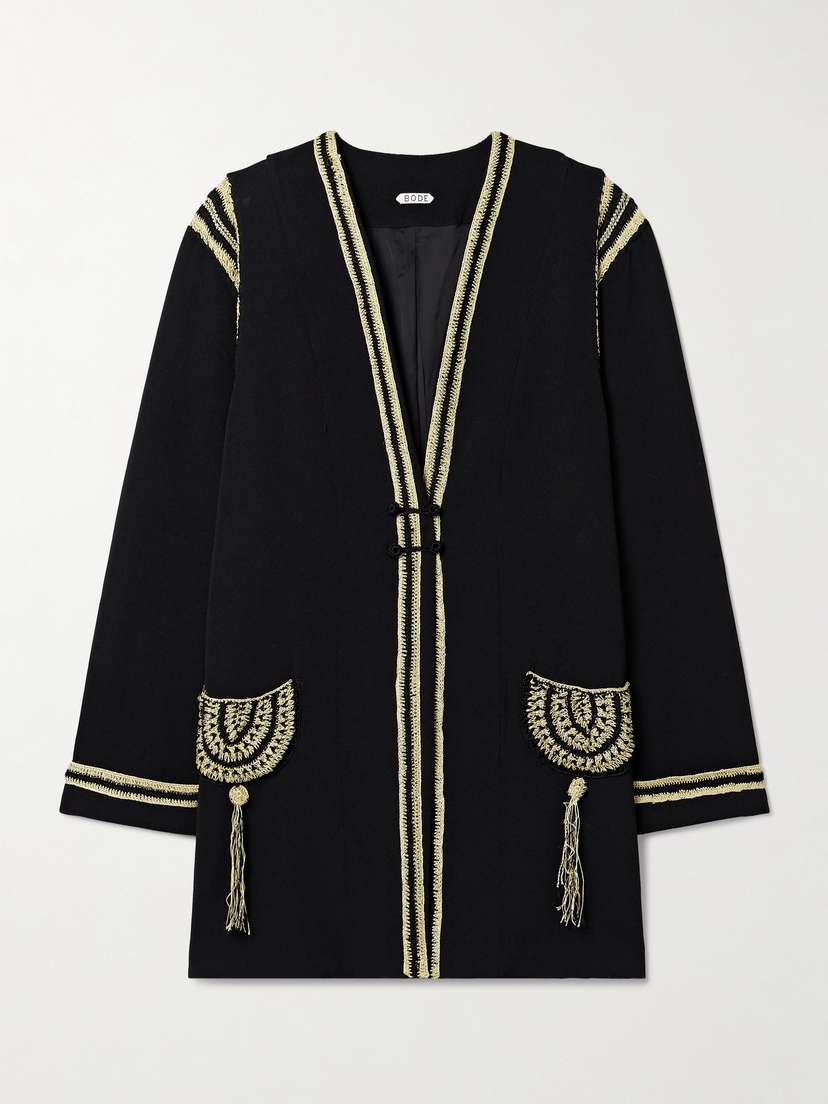BODE Weedy Crochet-trimmed Crepe Jacket
