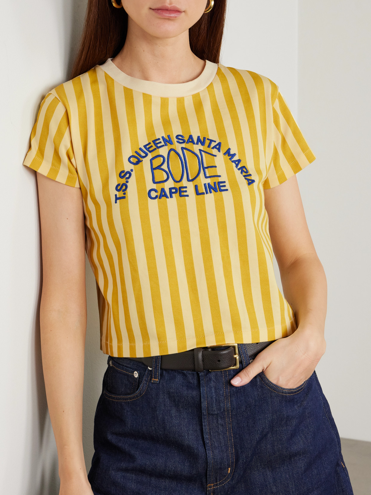 Bode Medalist Embroidered Stripe T-shirt