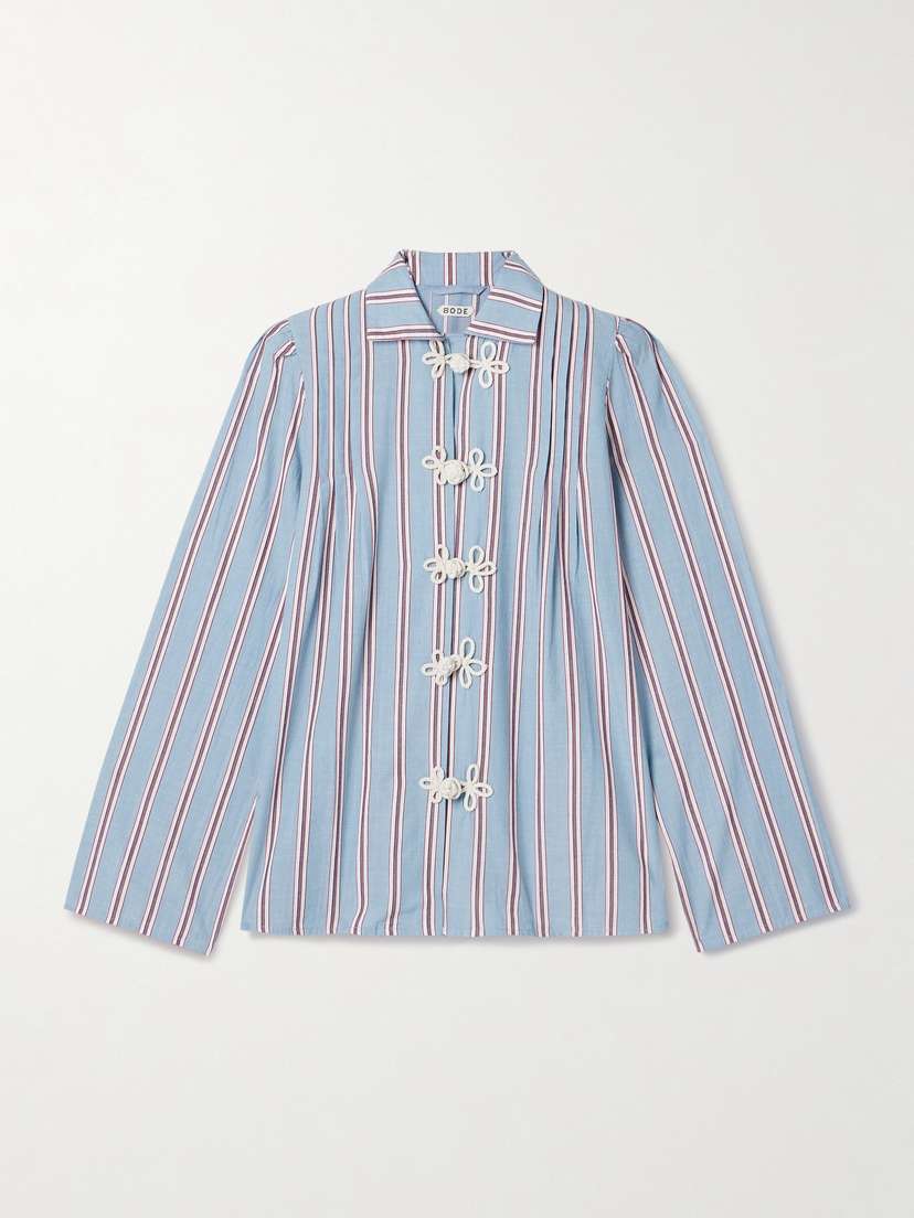 BODE Jonas Embroidered Striped Cotton-voile Shirt