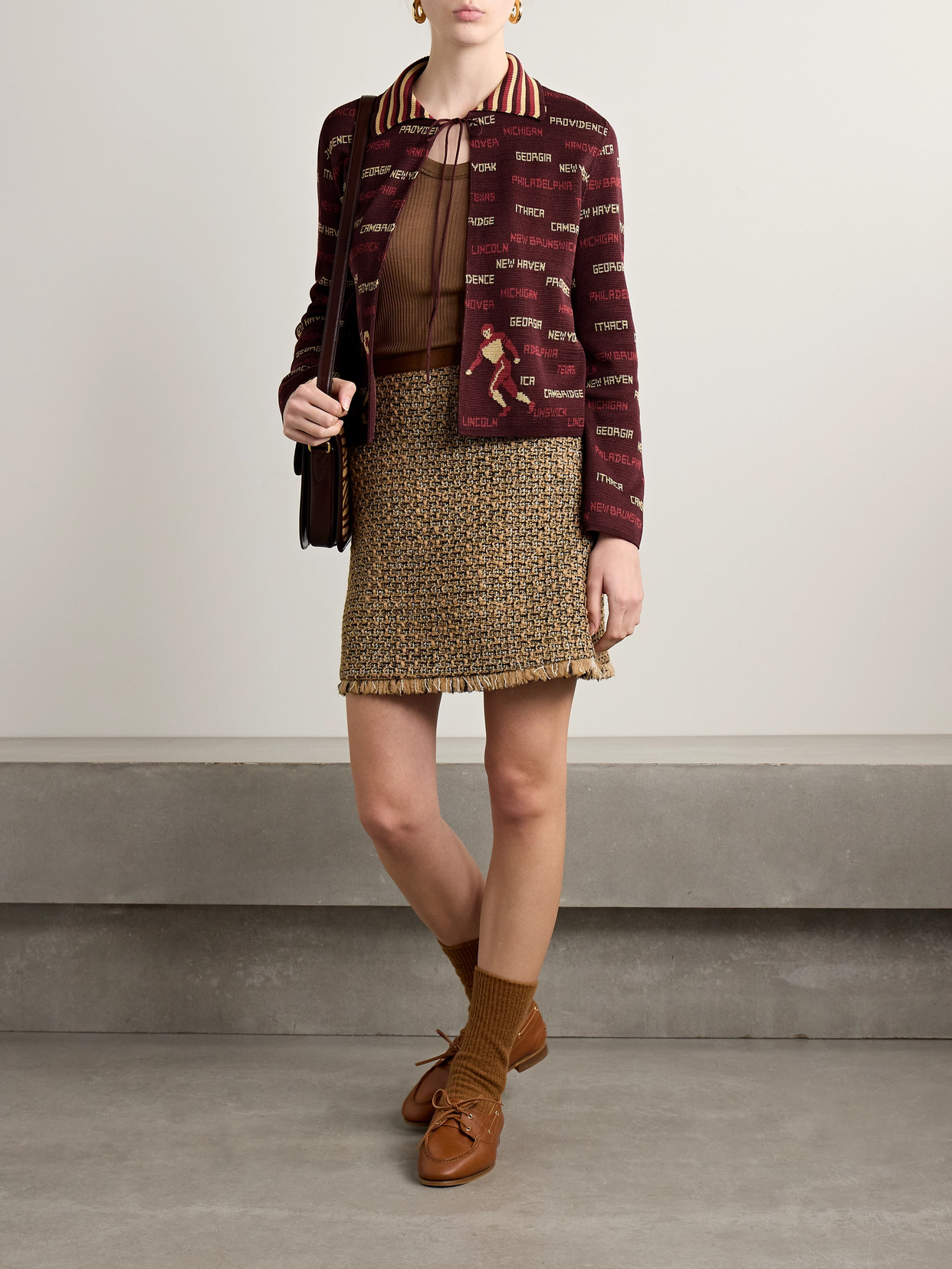 Shop Bode Gridiron Cotton-jacquard Cardigan In Burgundy