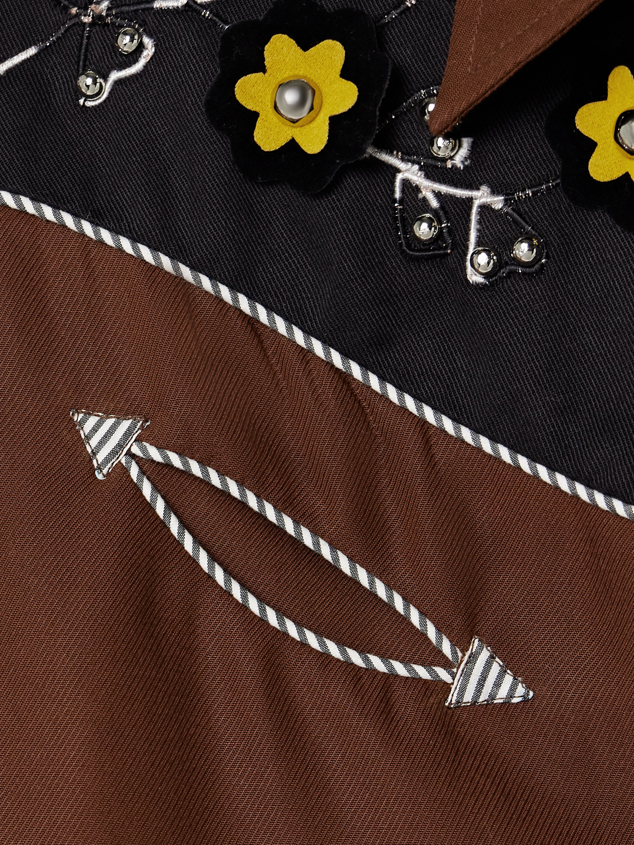 BODE ABILENE STUDDED APPLIQUÉD PANELED TWILL SHIRT