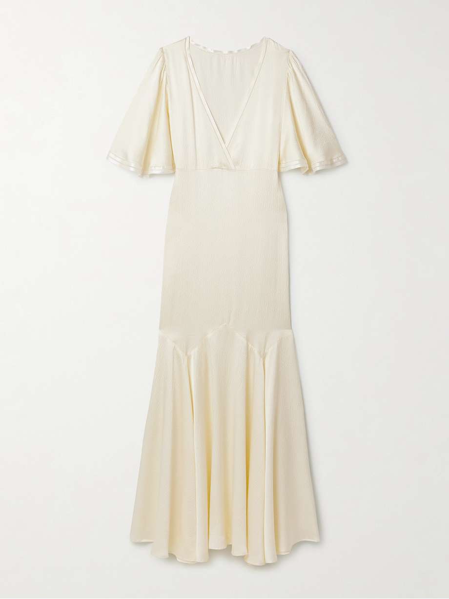 claret hammered-silk gown