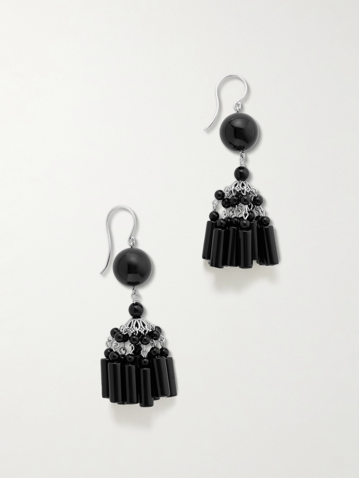 Sophie Buhai Flamenco Silver Onyx Earrings In Black
