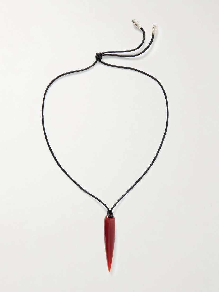 Sophie Buhai Small Spear Vegan Leather, Carnelian And Silver Necklace