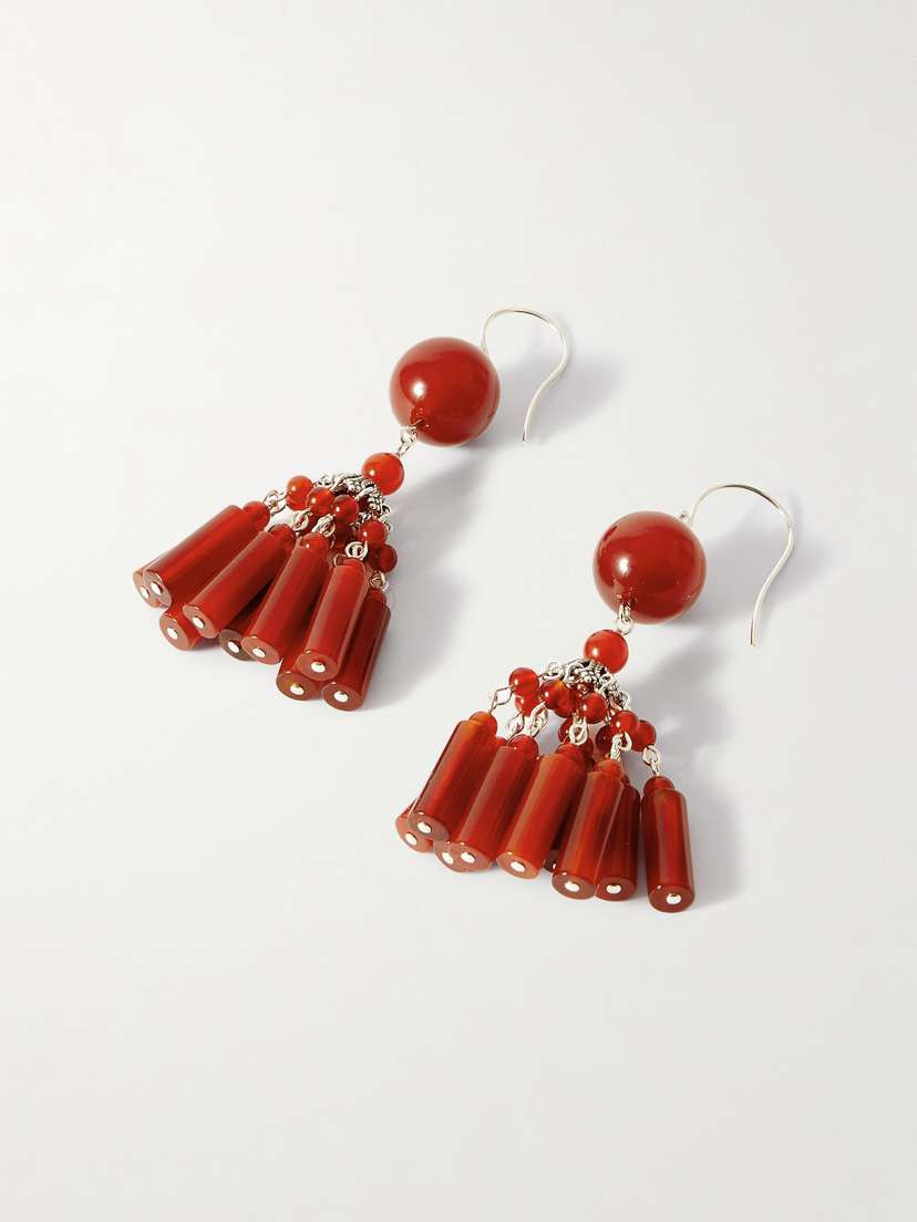 Sophie Buhai Flamenco Silver Carnelian Earrings