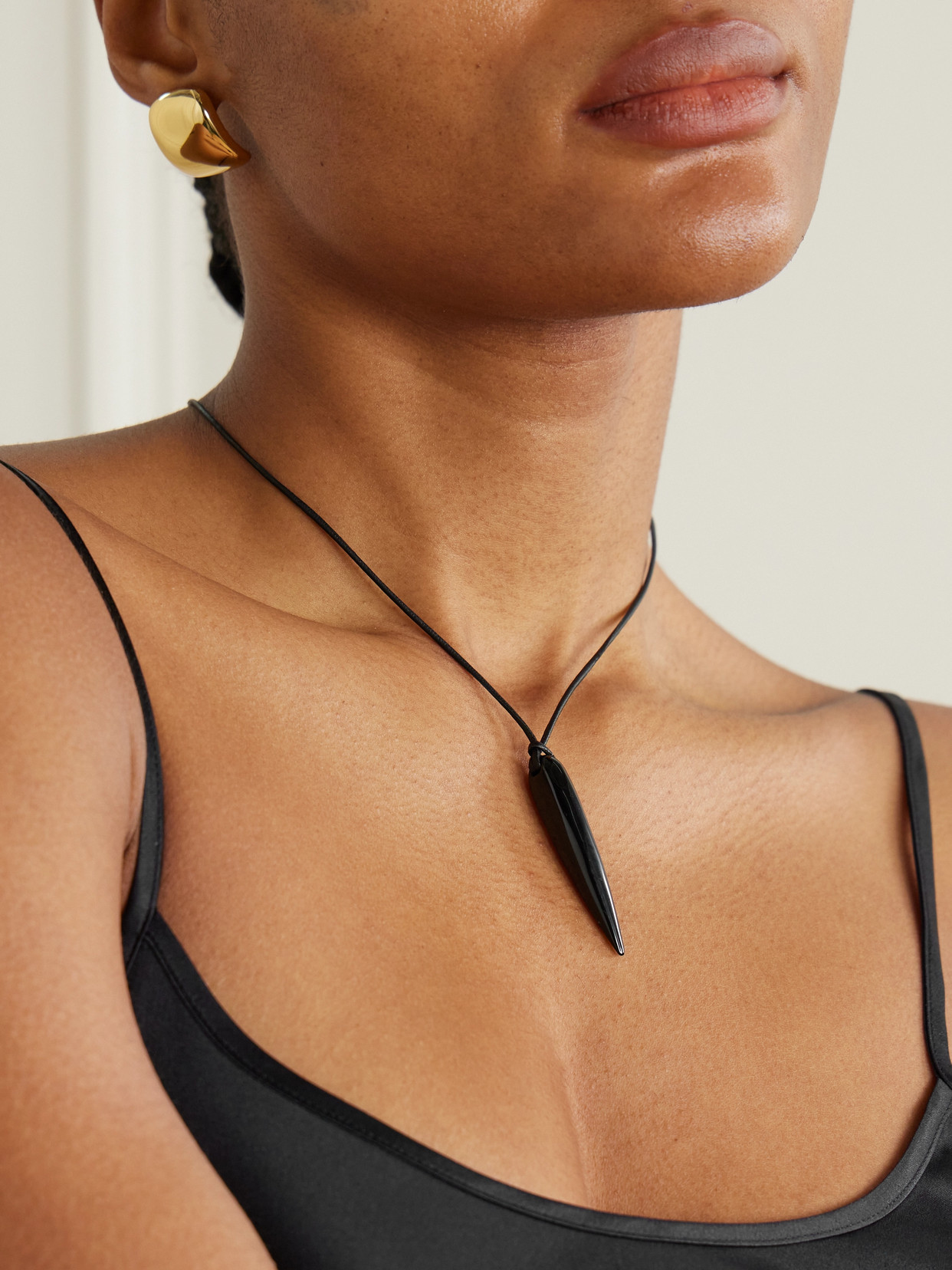 Sophie Buhai Spear Silver, Onyx And Cord Necklace In Black