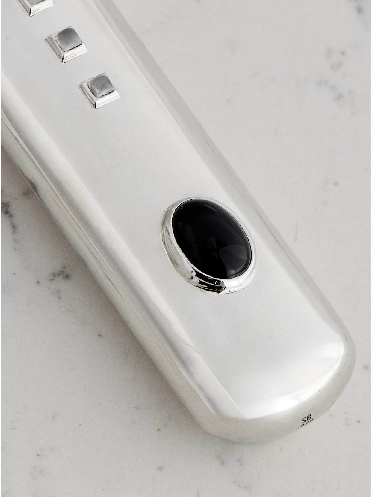 Sophie Buhai Midnight Silver Onyx And Moonstone Lighter Case In Silver
