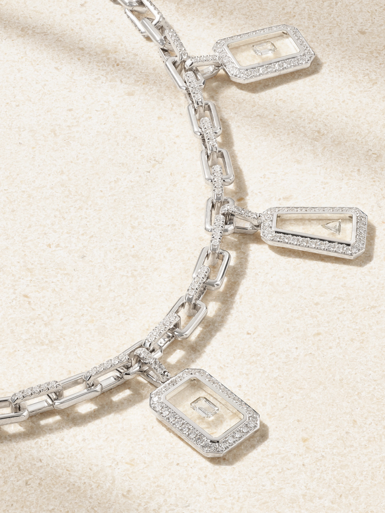Nikos Koulis Universe 18-karat White Gold Diamond Necklace In Silver