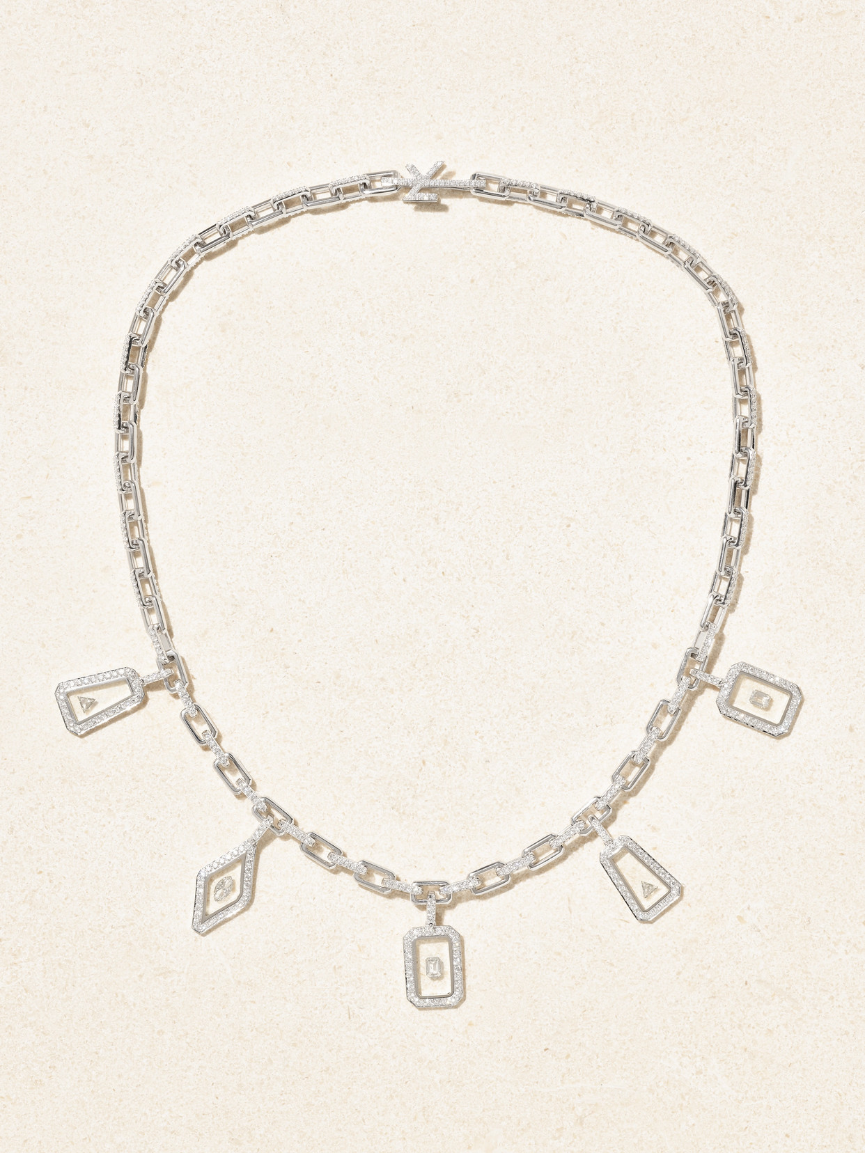 Nikos Koulis Universe 18-karat White Gold Diamond Necklace In Metallic