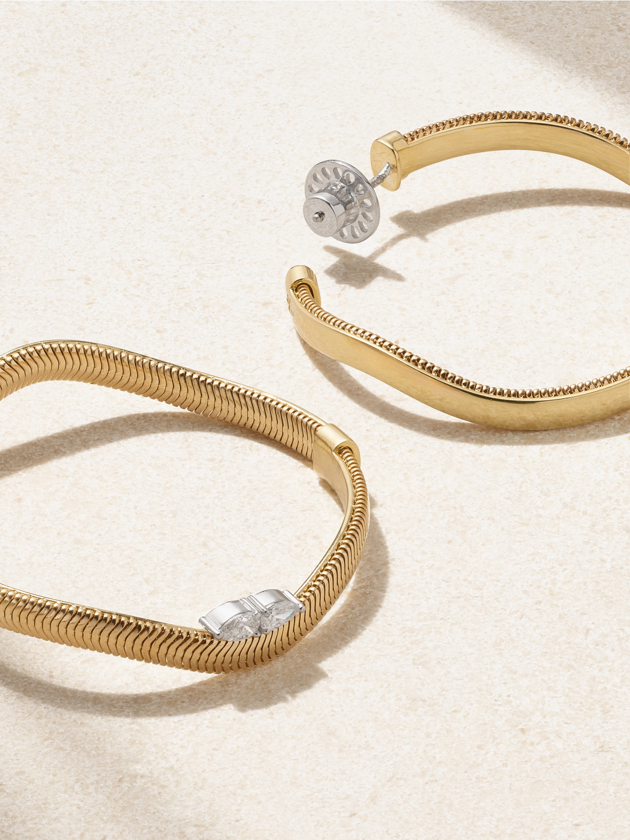 NIKOS KOULIS FEELINGS 18-KARAT WHITE AND YELLOW GOLD DIAMOND HOOP EARRINGS