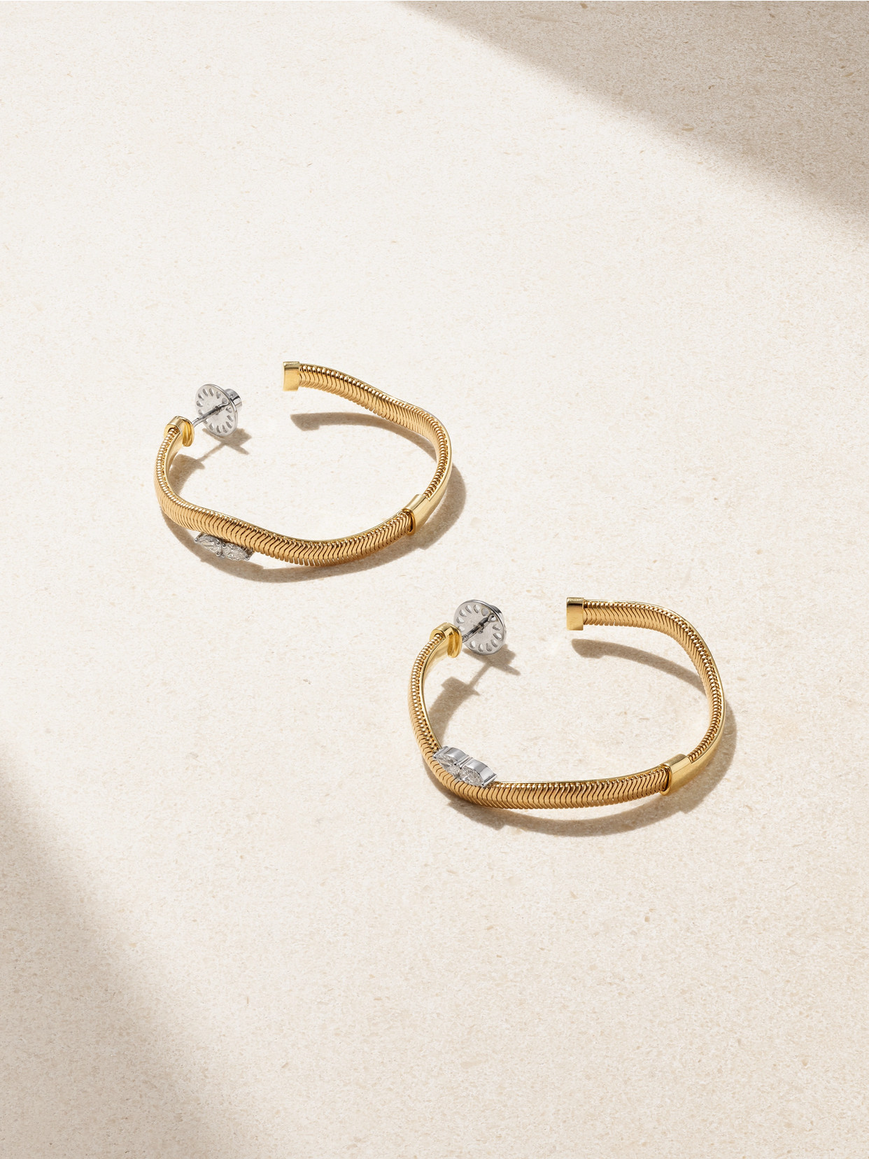 Nikos Koulis - Feelings 18-karat White And Yellow Gold Diamond Hoop Earrings - One size