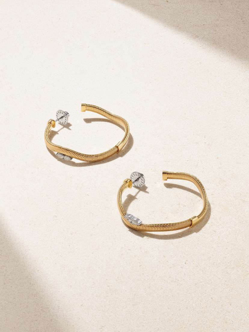Nikos Koulis Feelings 18-karat White And Yellow Gold Diamond Hoop Earrings