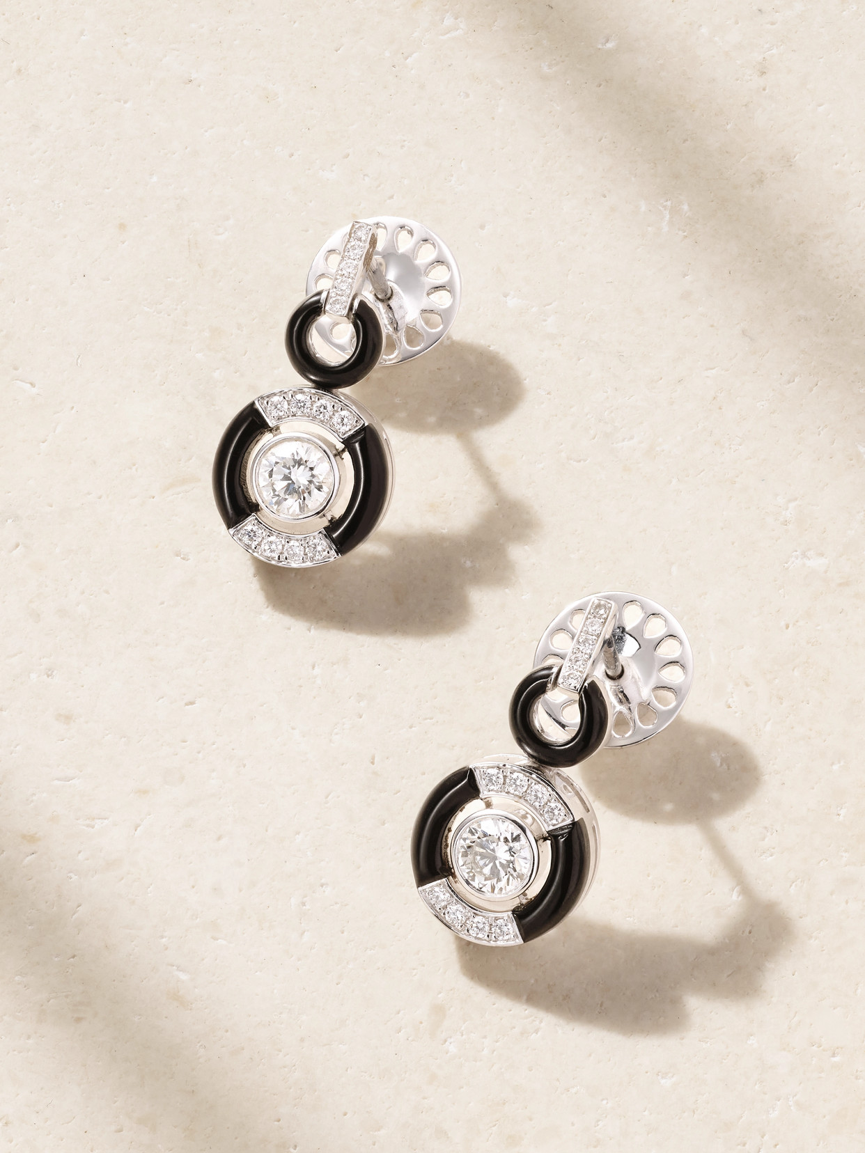 Nikos Koulis 18-karat White Gold, Diamond And Enamel Earrings