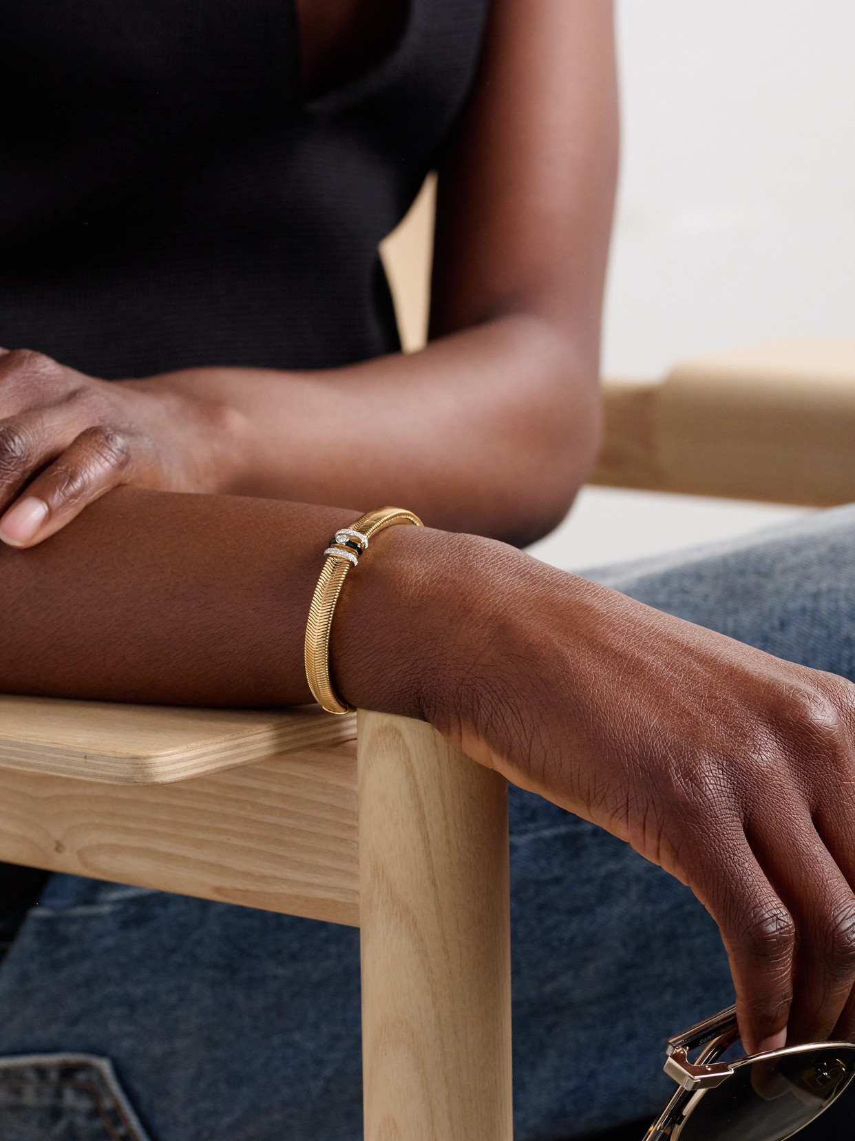 Nikos Koulis 18-karat Gold, Diamond And Enamel Bracelet In Gold