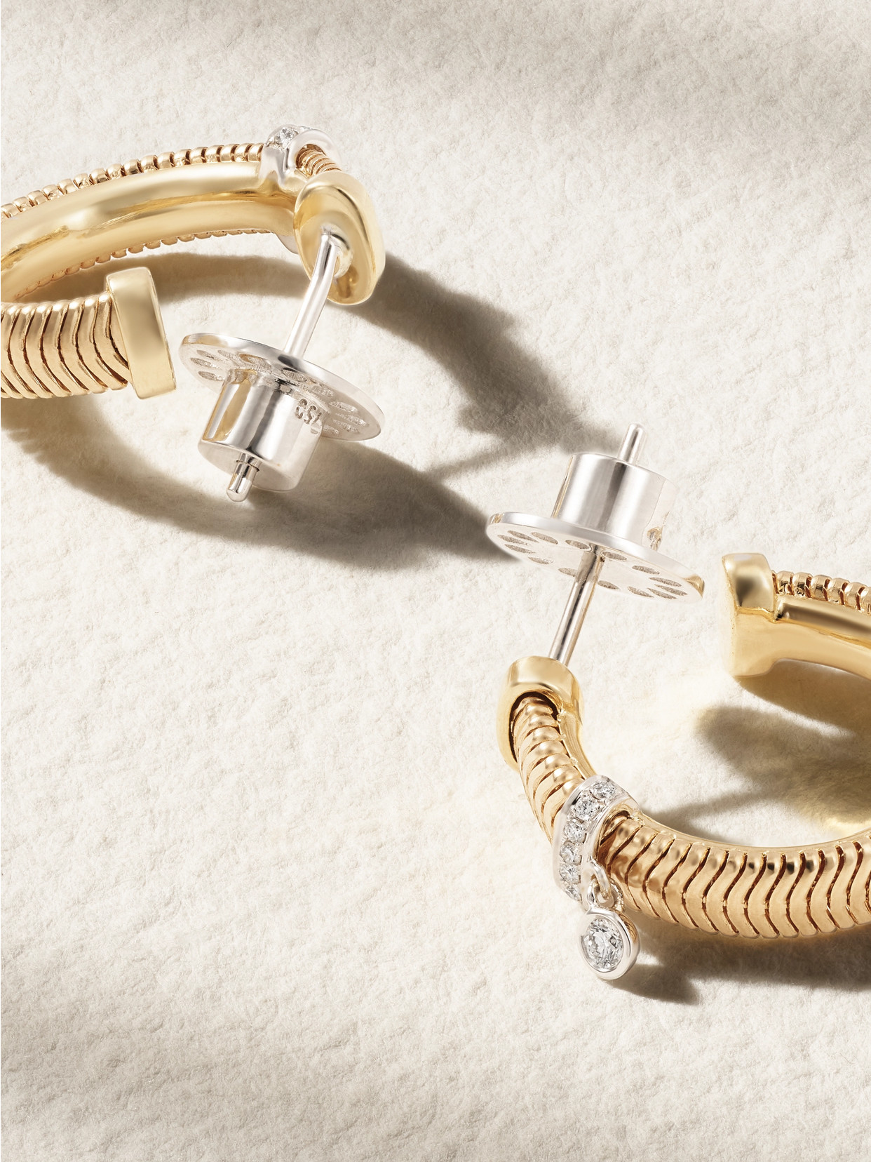 NIKOS KOULIS FEELINGS 18-KARAT YELLOW AND WHITE GOLD DIAMOND EARRINGS