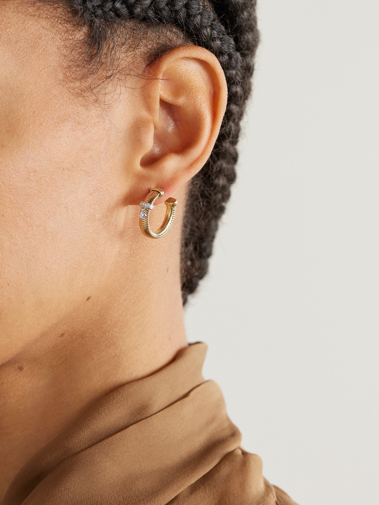 NIKOS KOULIS FEELINGS 18-KARAT YELLOW AND WHITE GOLD DIAMOND EARRINGS